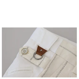 White Cotton Striped Formal Pants