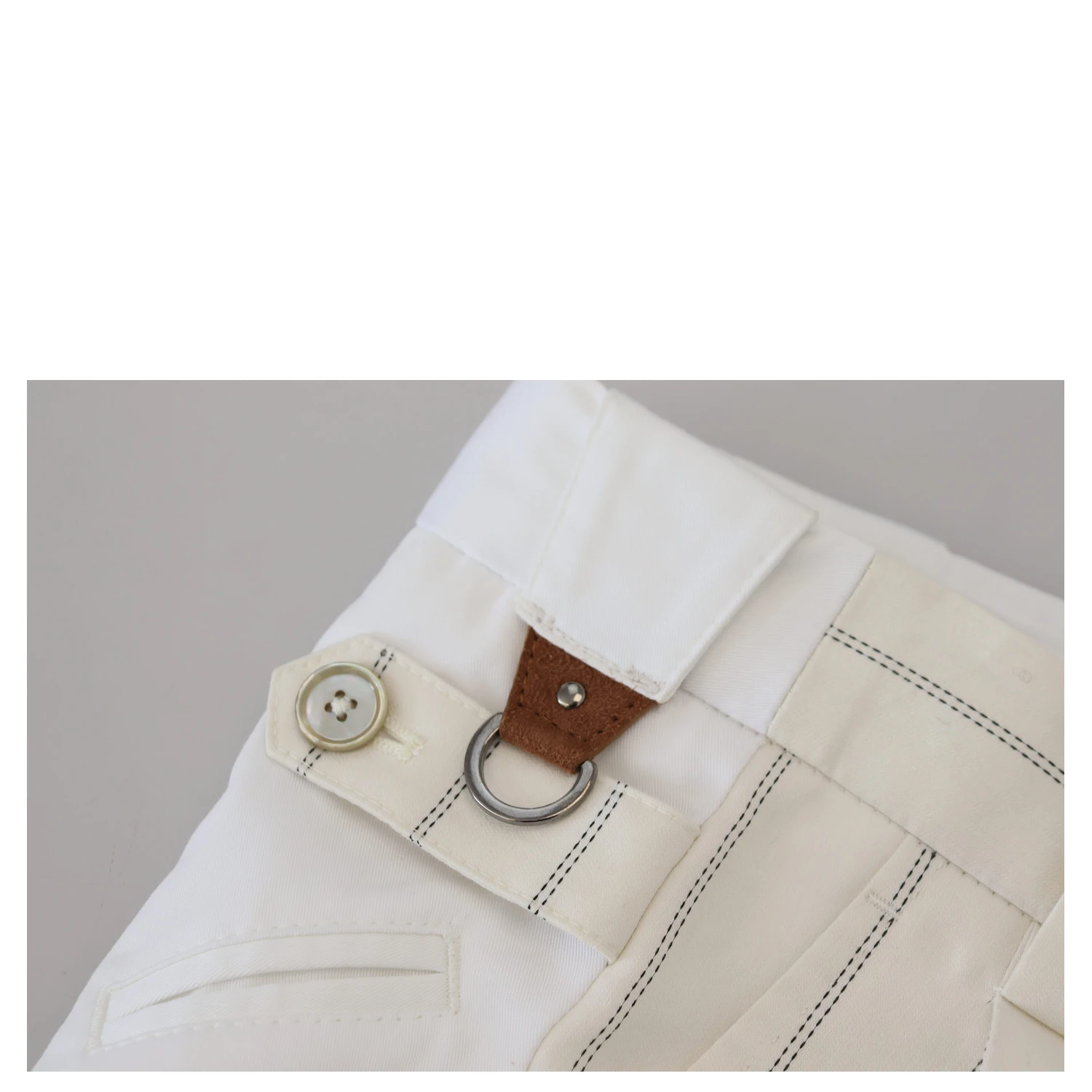 White Cotton Striped Formal Pants