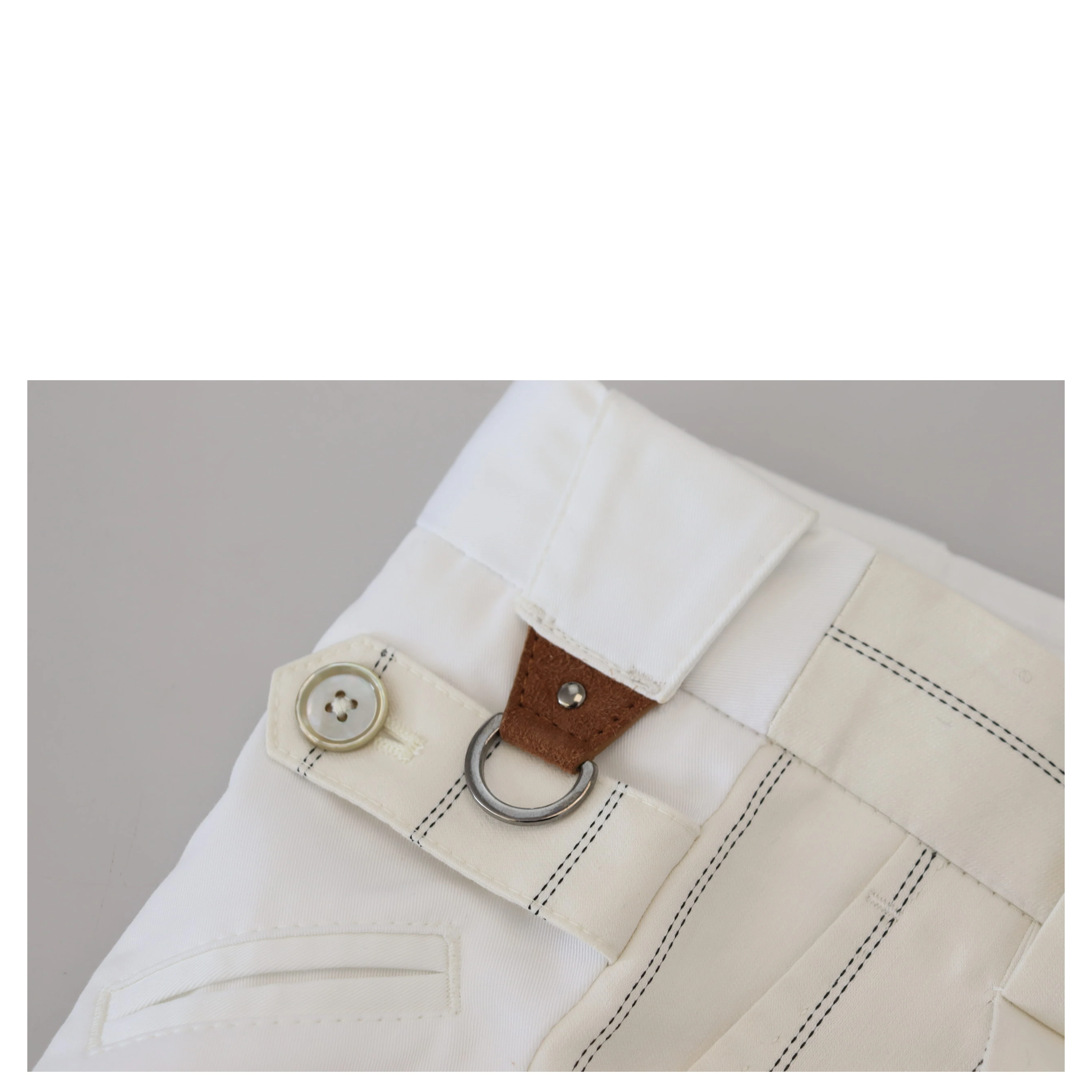 White Cotton Striped Formal Pants