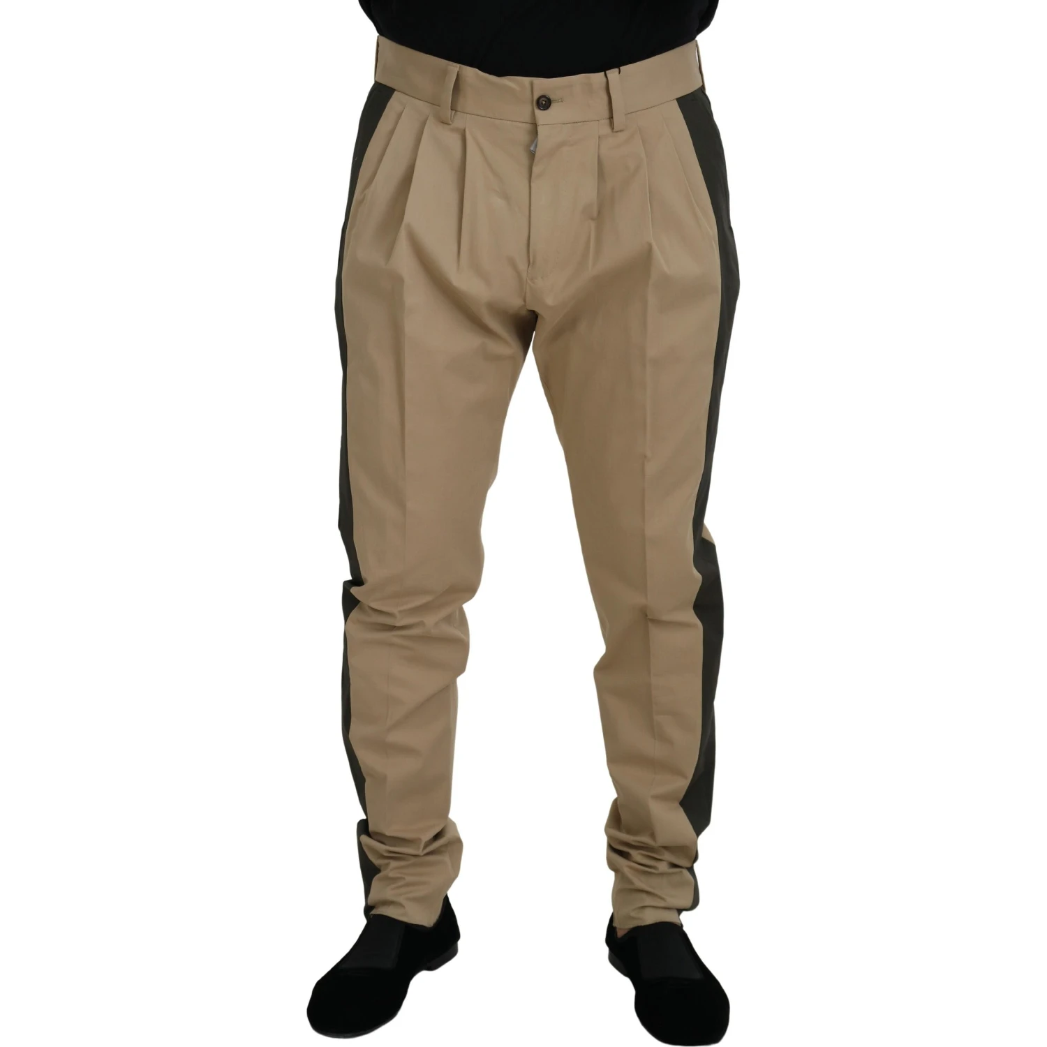 Brown Black Cotton Chino Men Pants