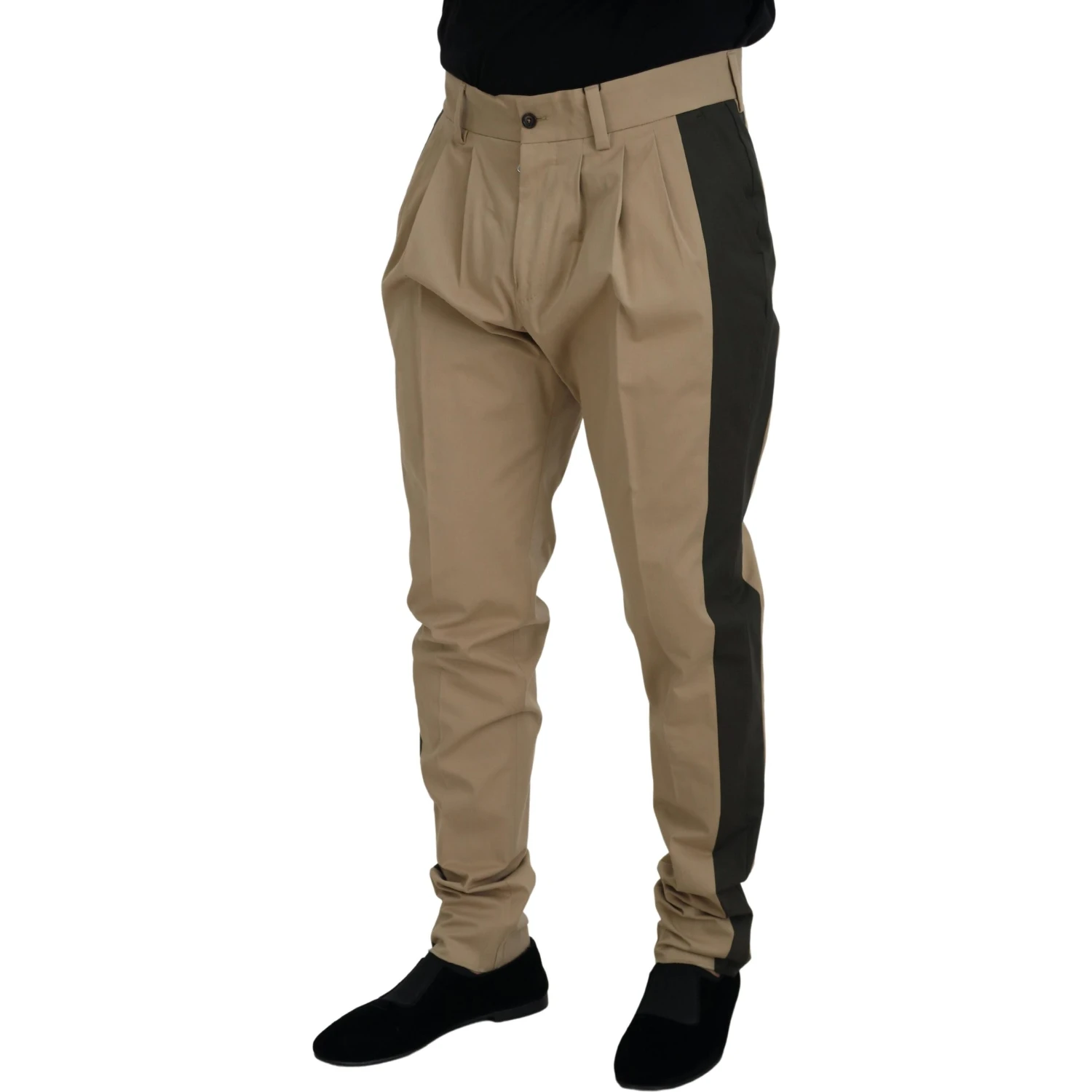 Brown Black Cotton Chino Men Pants