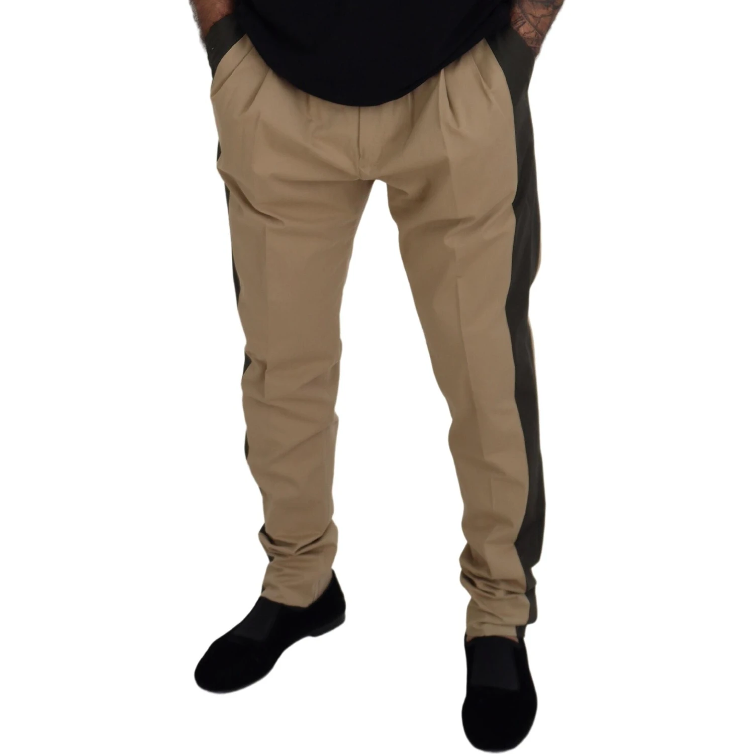 Brown Black Cotton Chino Men Pants