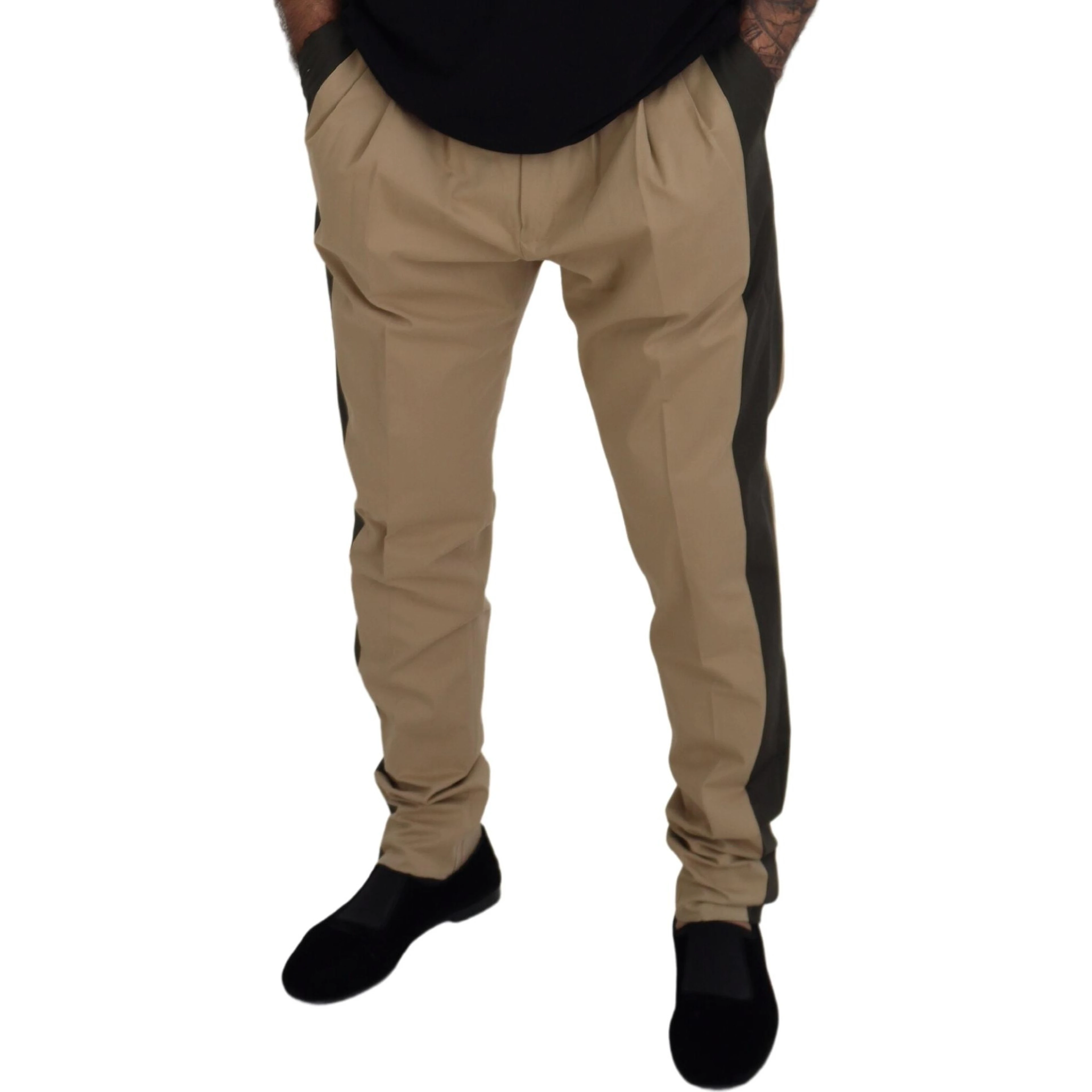 Brown Black Cotton Chino Men Pants