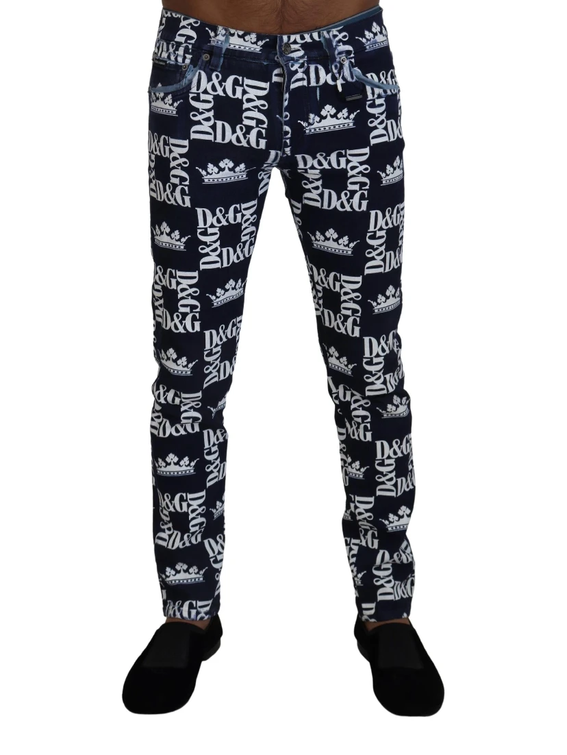 Blue Cotton DG Crown Skinny Denim Jeans