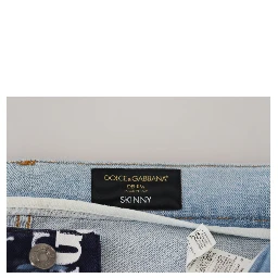 Blue Cotton DG Crown Skinny Denim Jeans