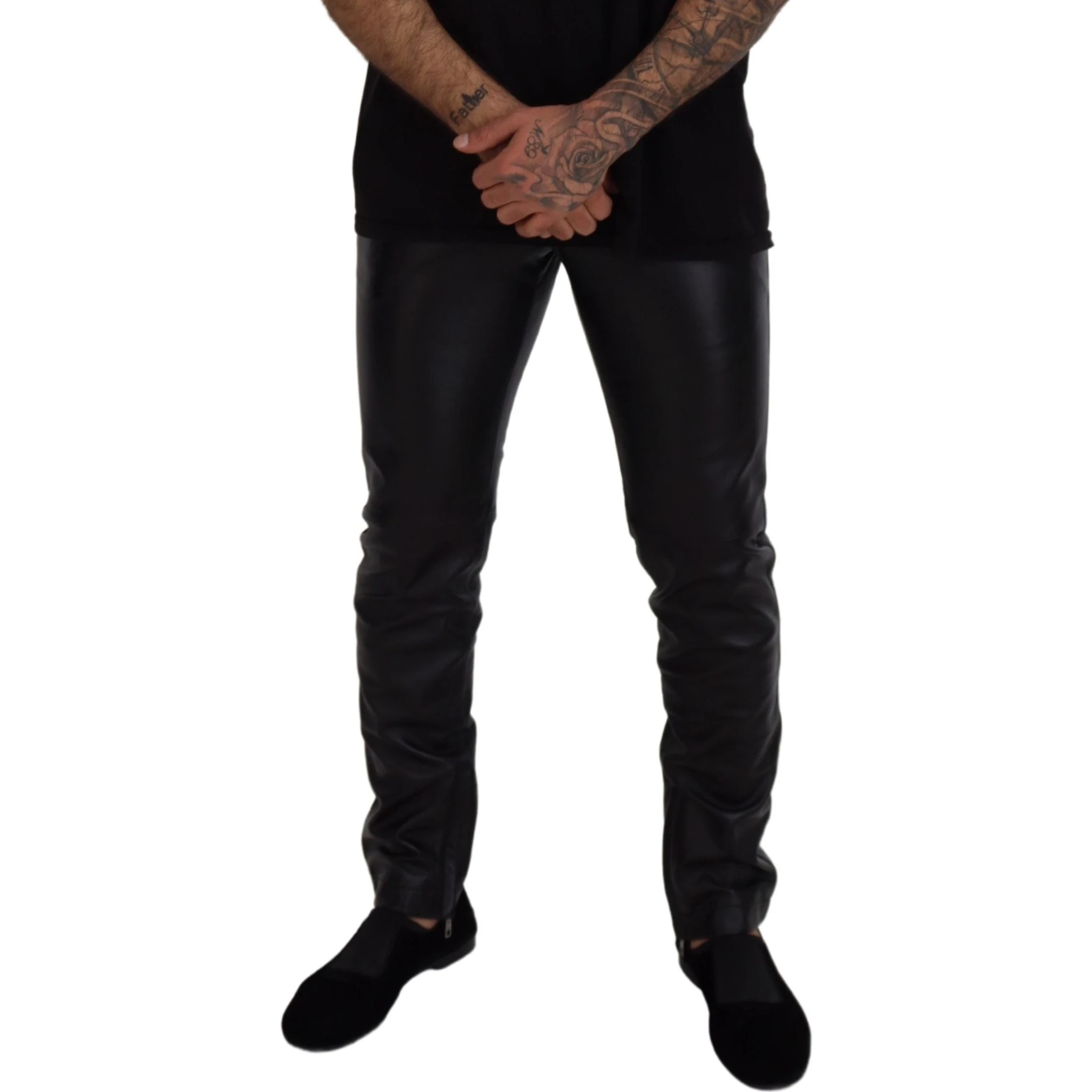 Black Shiny Stretch Skinny Pants