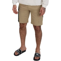 Beige Cotton Cargo Bermuda Shorts