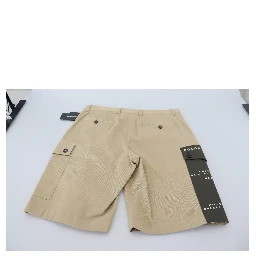 Beige Cotton Cargo Bermuda Shorts