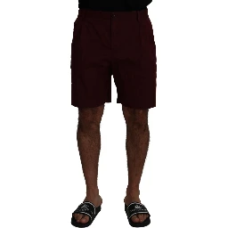 Maroon Cotton Bermuda Casual Shorts