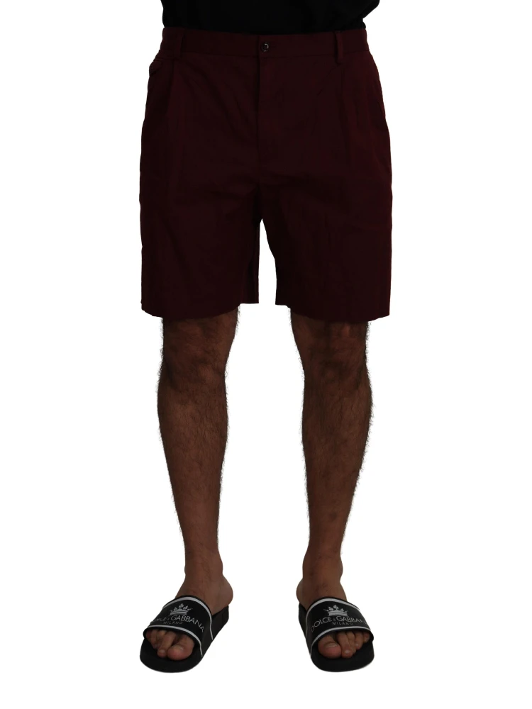 Maroon Cotton Bermuda Casual Shorts