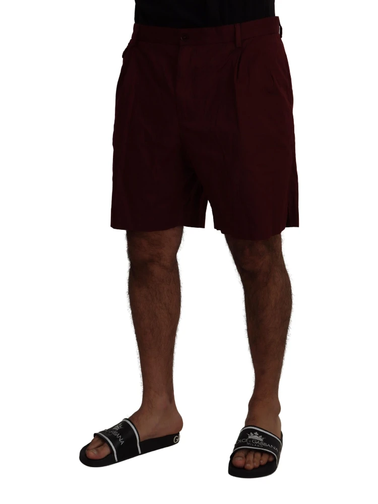 Maroon Cotton Bermuda Casual Shorts alternative