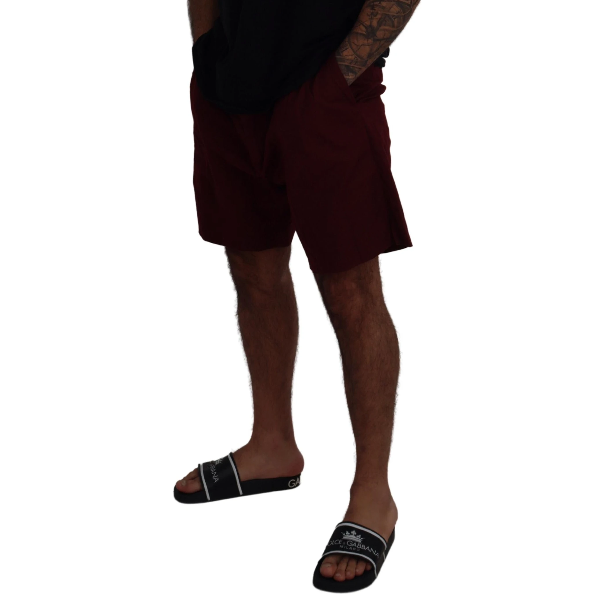 Maroon Cotton Bermuda Casual Shorts