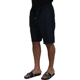 Blue Bermuda Mid Waist Casual Shorts