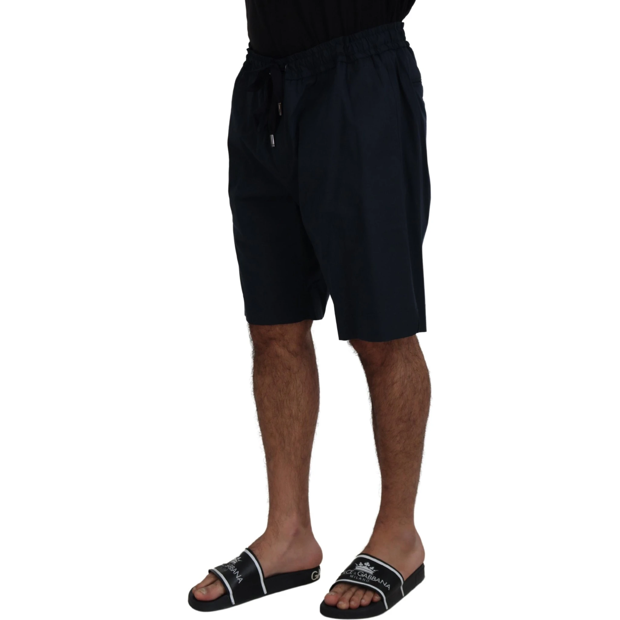 Blue Bermuda Mid Waist Casual Shorts