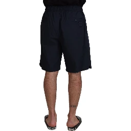 Blue Bermuda Mid Waist Casual Shorts
