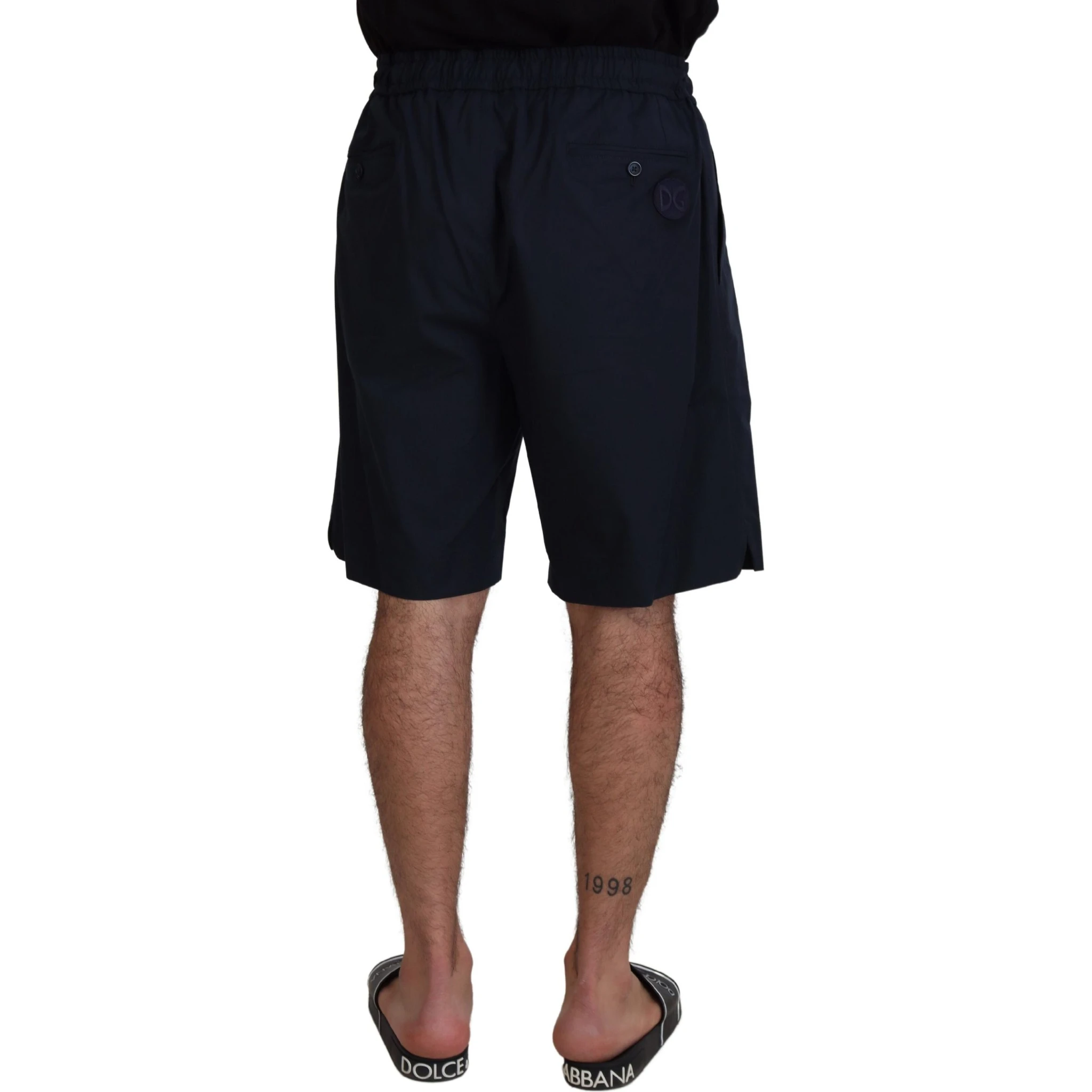 Blue Bermuda Mid Waist Casual Shorts