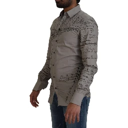 Gray Printed Cotton Slim Dress GOLD Shirt