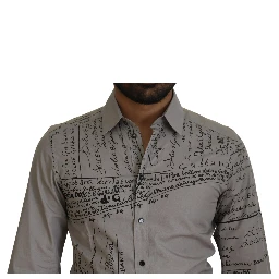 Gray Printed Cotton Slim Dress GOLD Shirt
