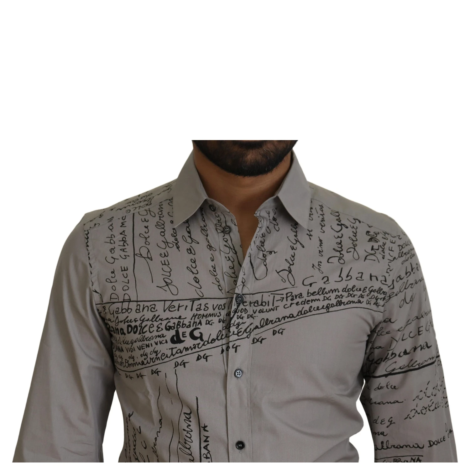 Gray Printed Cotton Slim Dress GOLD Shirt