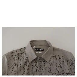Gray Printed Cotton Slim Dress GOLD Shirt
