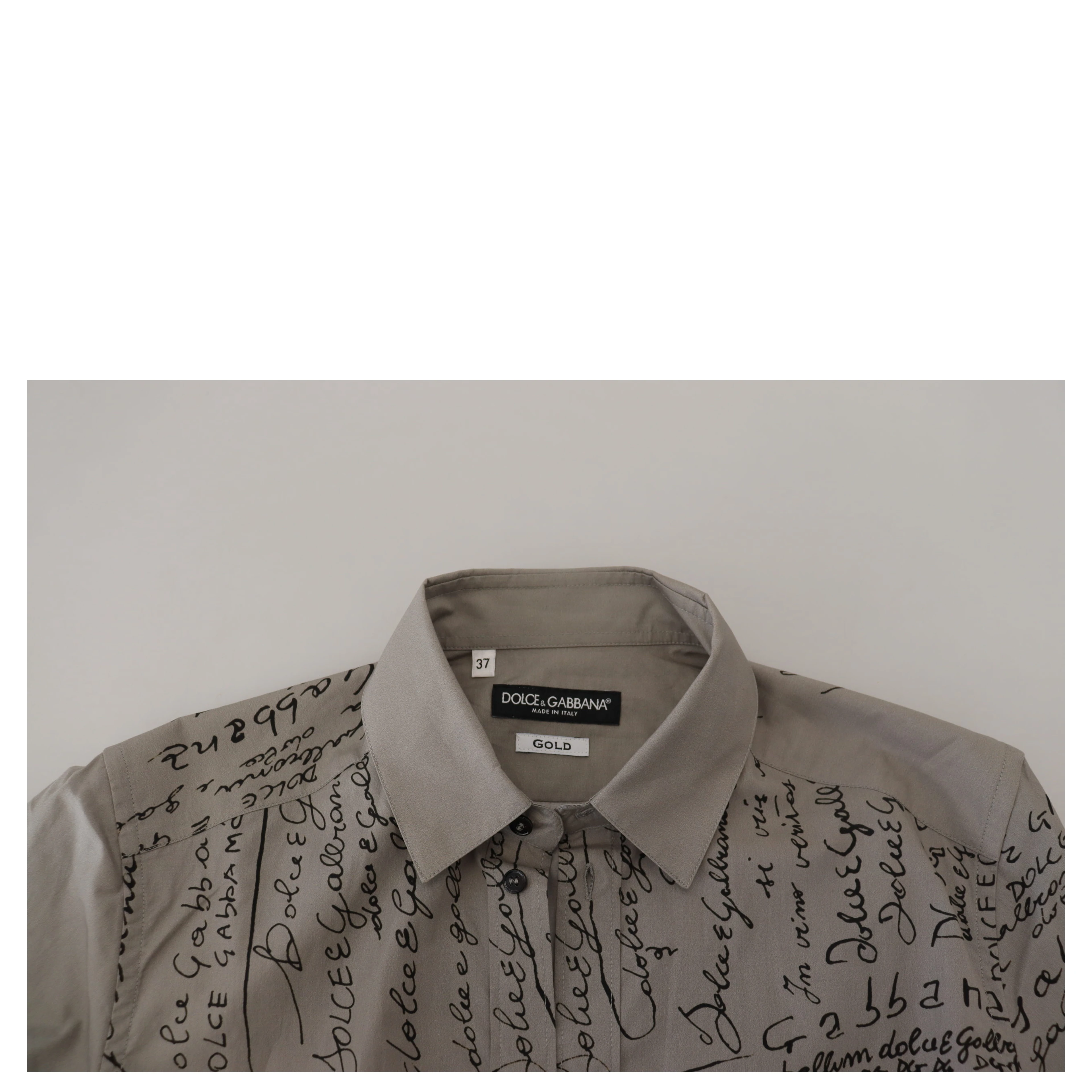 Gray Printed Cotton Slim Dress GOLD Shirt
