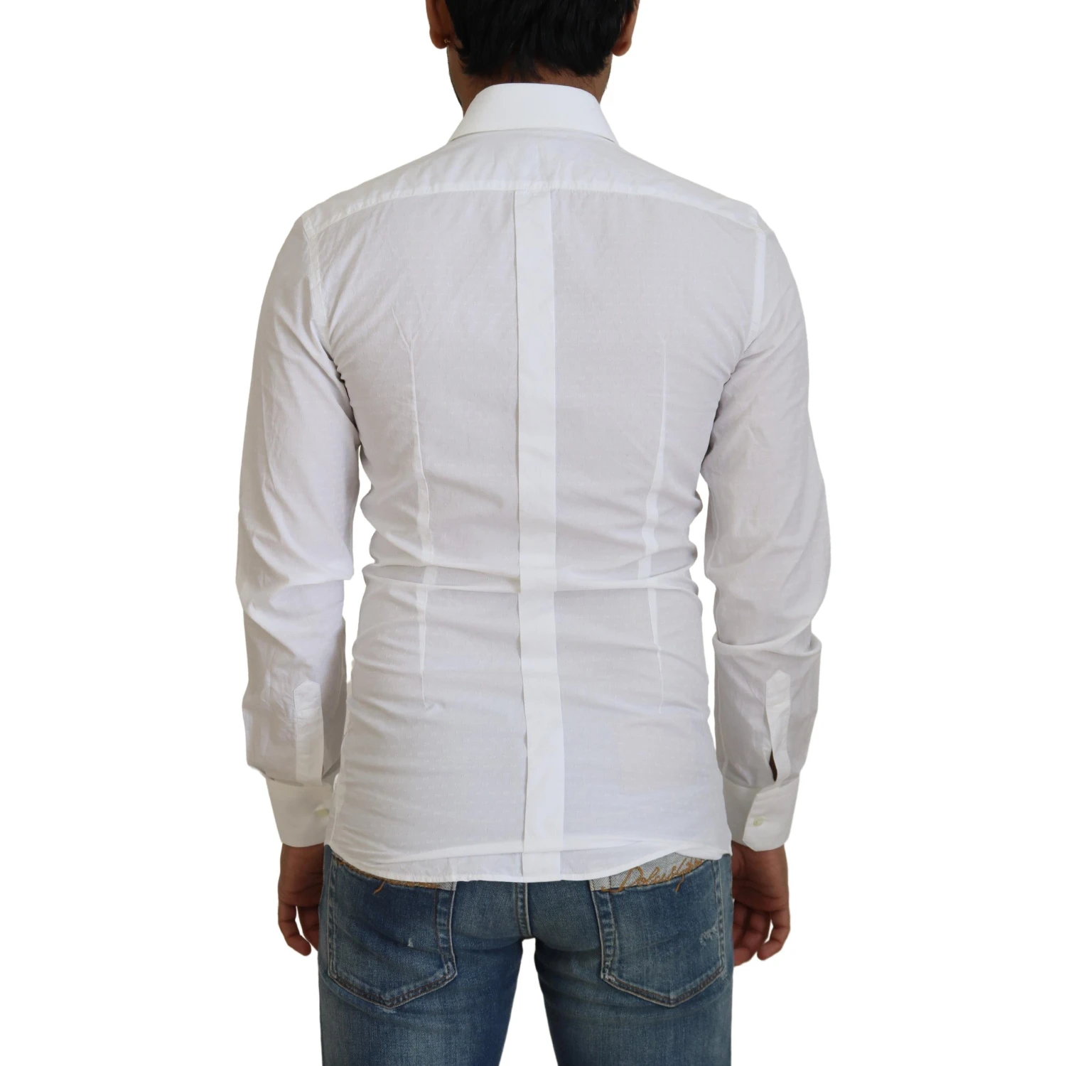 White Cotton Slim Fit Formal Dress GOLD Shirt