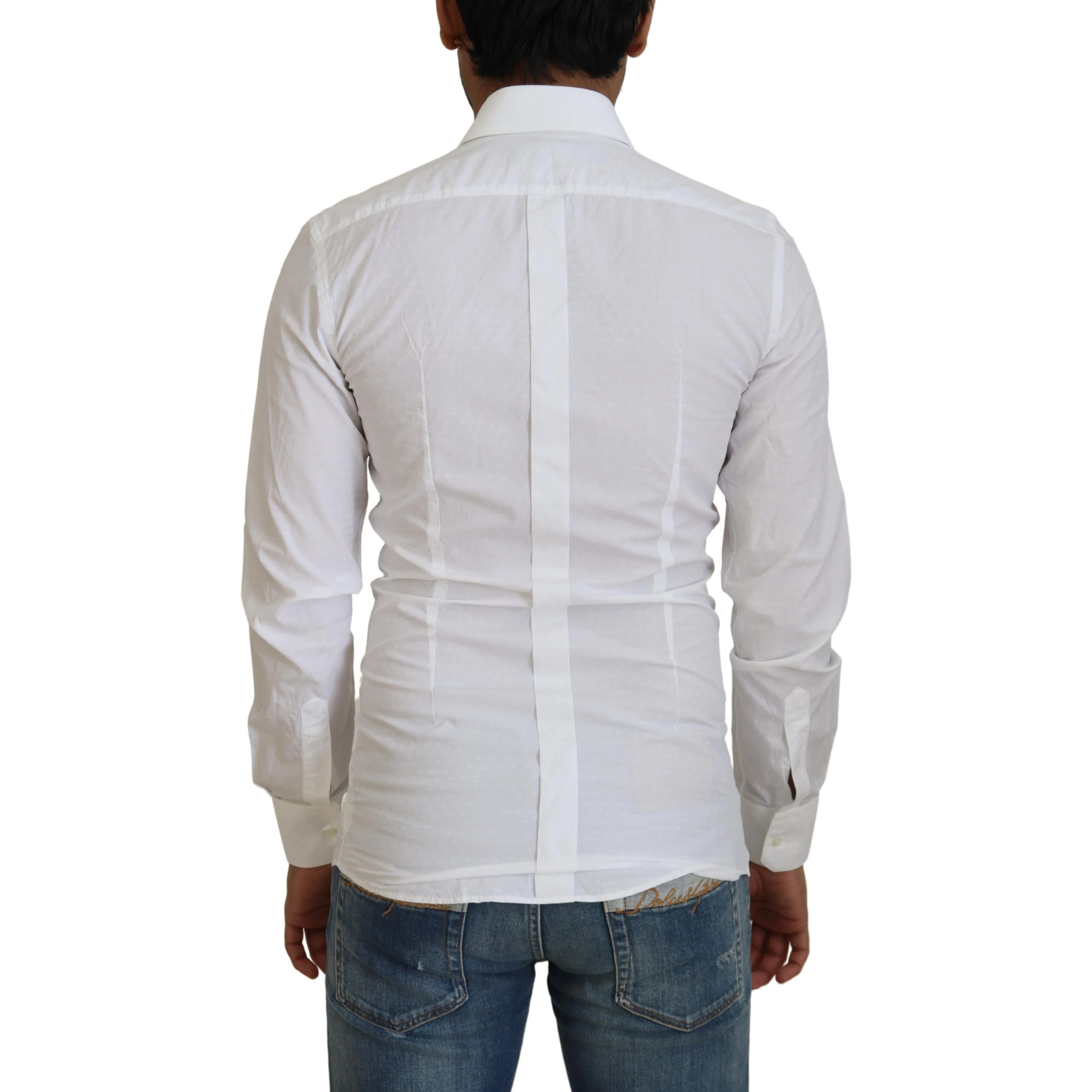 White Cotton Slim Fit Formal Dress GOLD Shirt