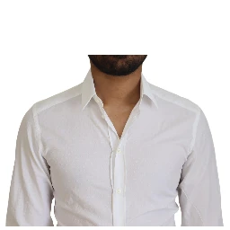 White Cotton Slim Fit Formal Dress GOLD Shirt