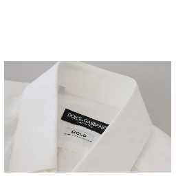 White Cotton Slim Fit Formal Dress GOLD Shirt