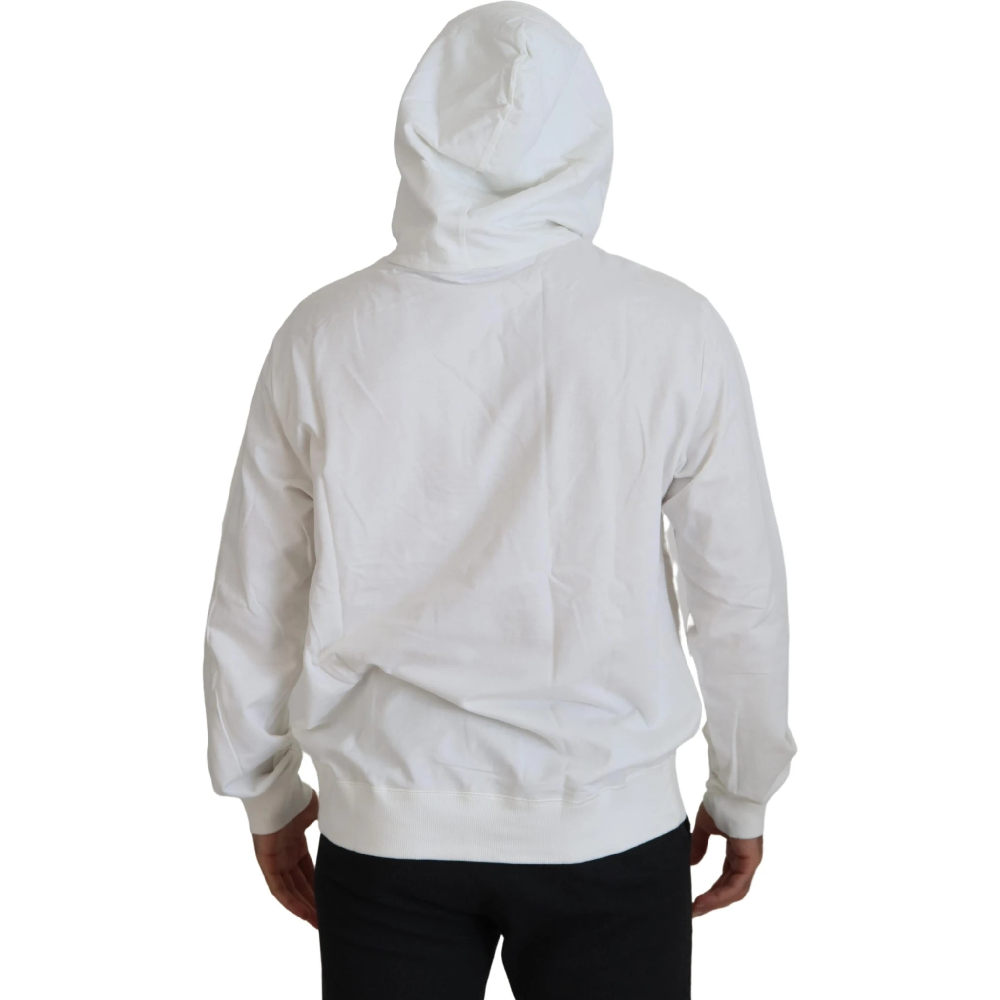 White Cotton Hooded Sweatshirt Sweater