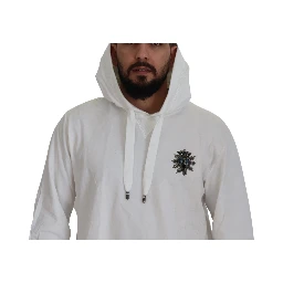 White Cotton Hooded Sweatshirt Sweater