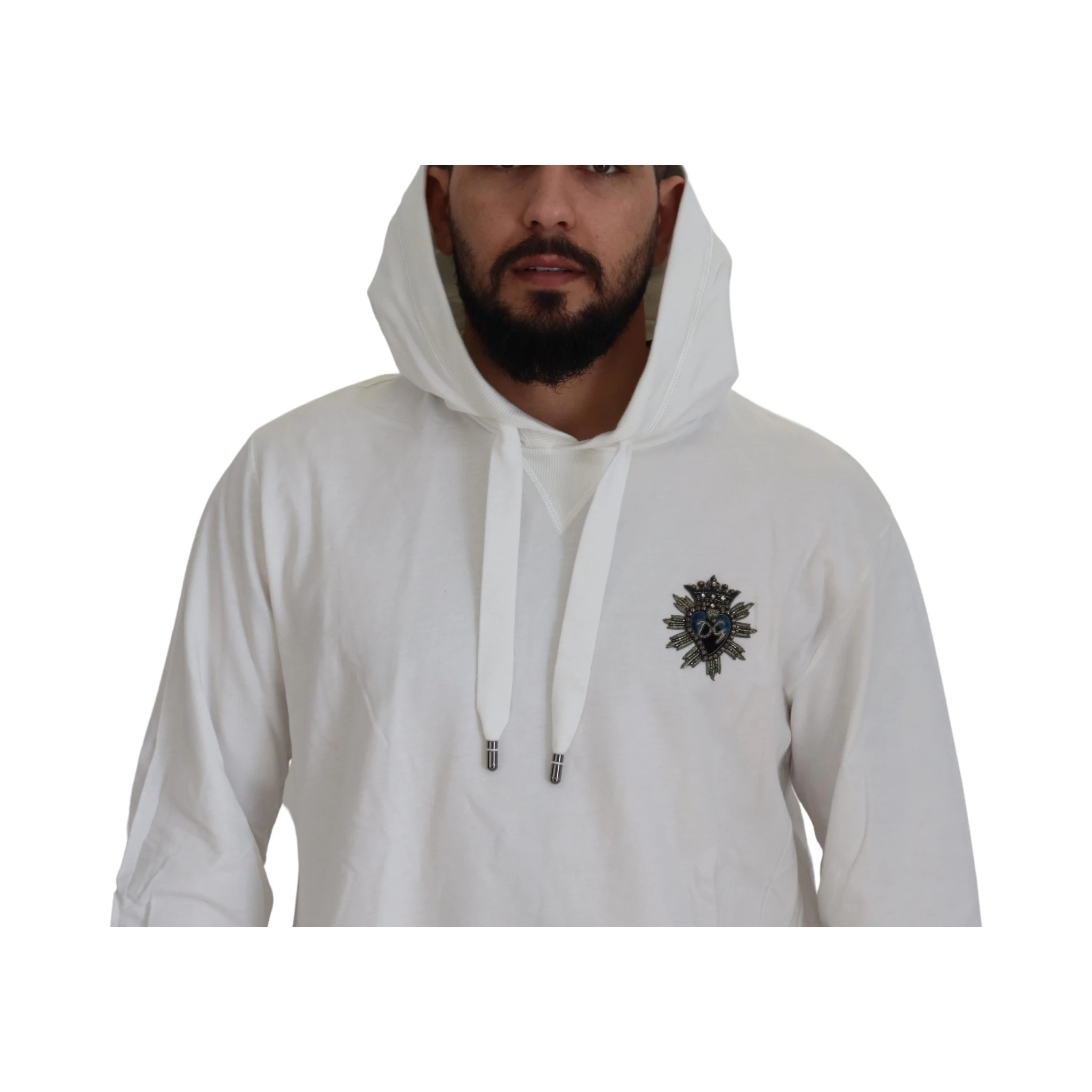 White Cotton Hooded Sweatshirt Sweater