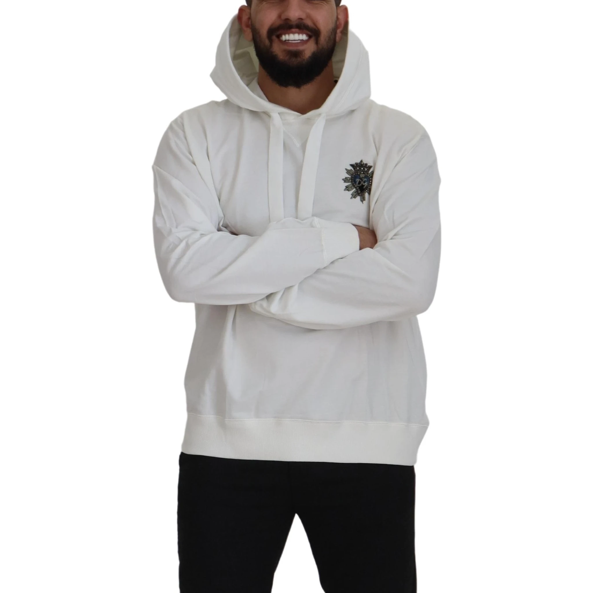 White Cotton Hooded Sweatshirt Sweater