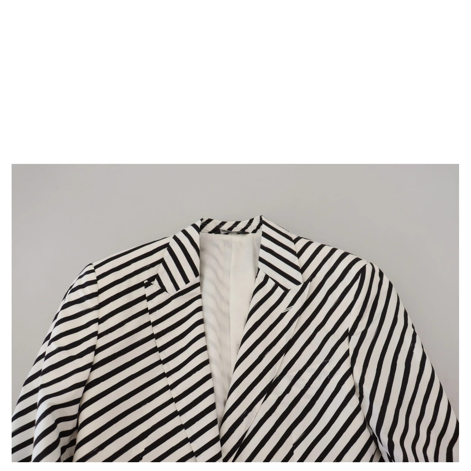 White Black Striped Slim Fit Jacket Blazer