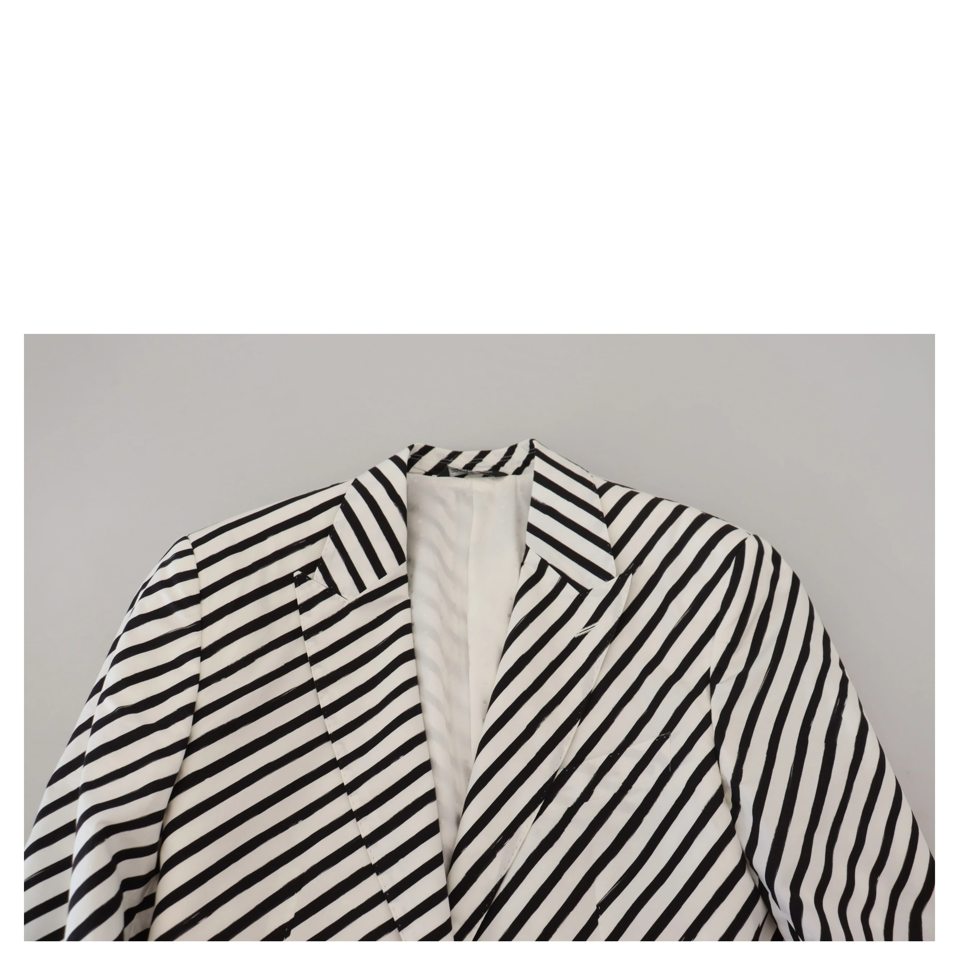 White Black Striped Slim Fit Jacket Blazer