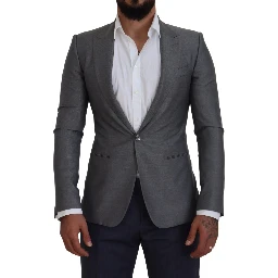 Gray Wool Silk Slim Fit Jacket Blazer