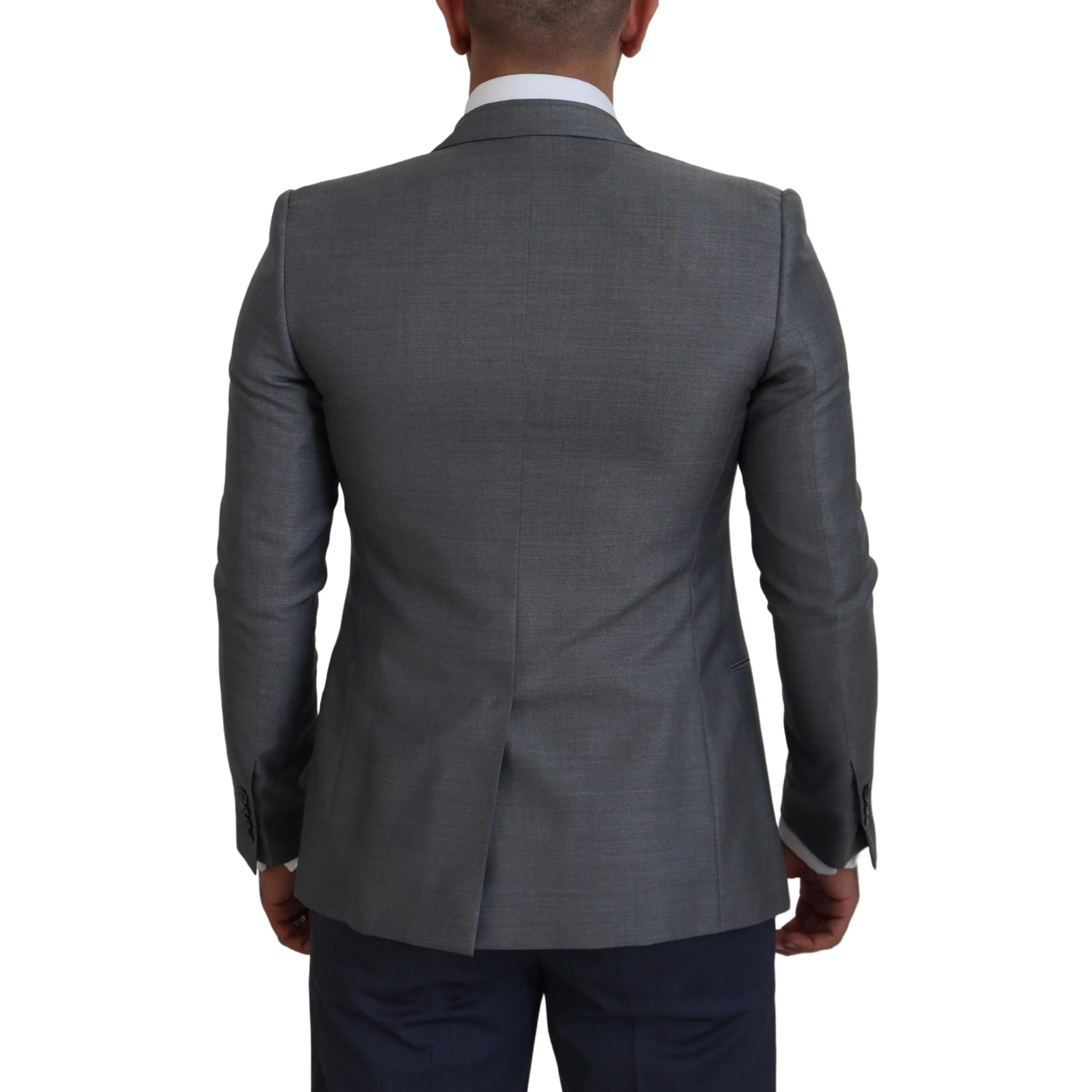 Gray Wool Silk Slim Fit Jacket Blazer