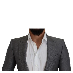 Gray Wool Silk Slim Fit Jacket Blazer