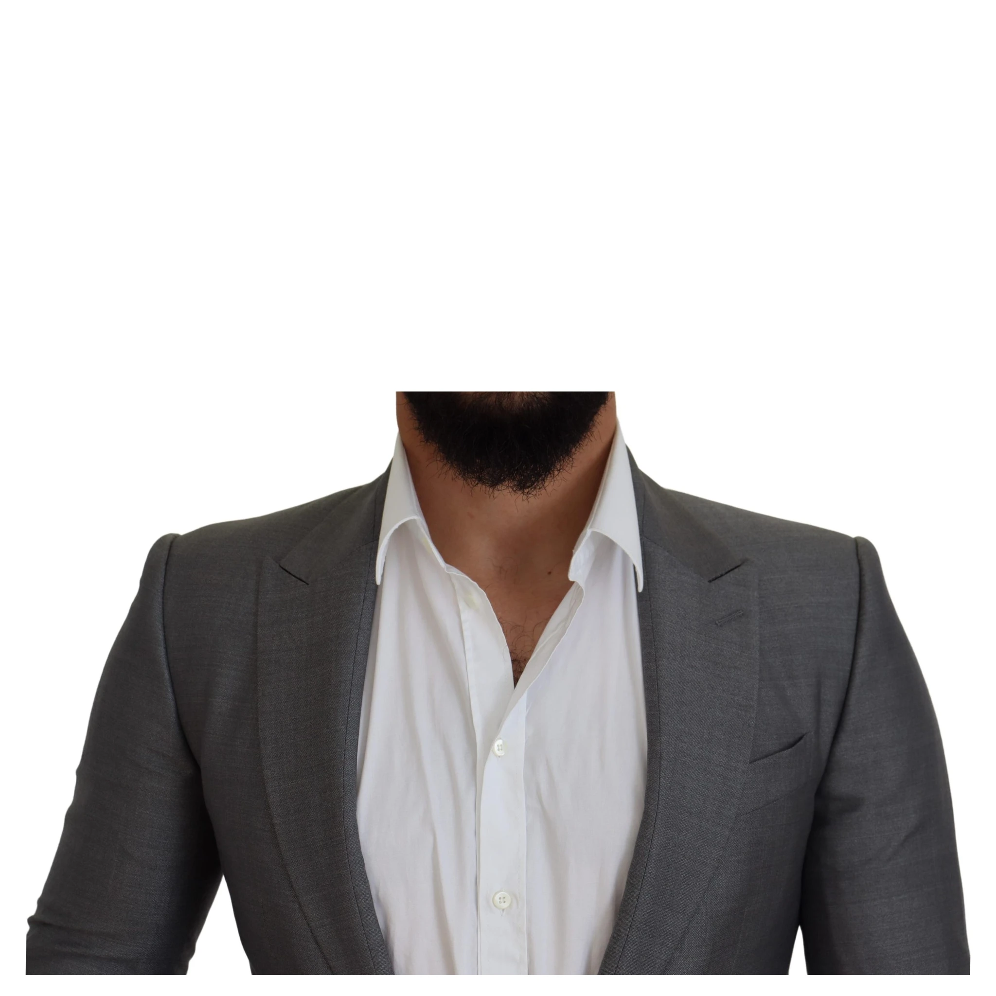 Gray Wool Silk Slim Fit Jacket Blazer