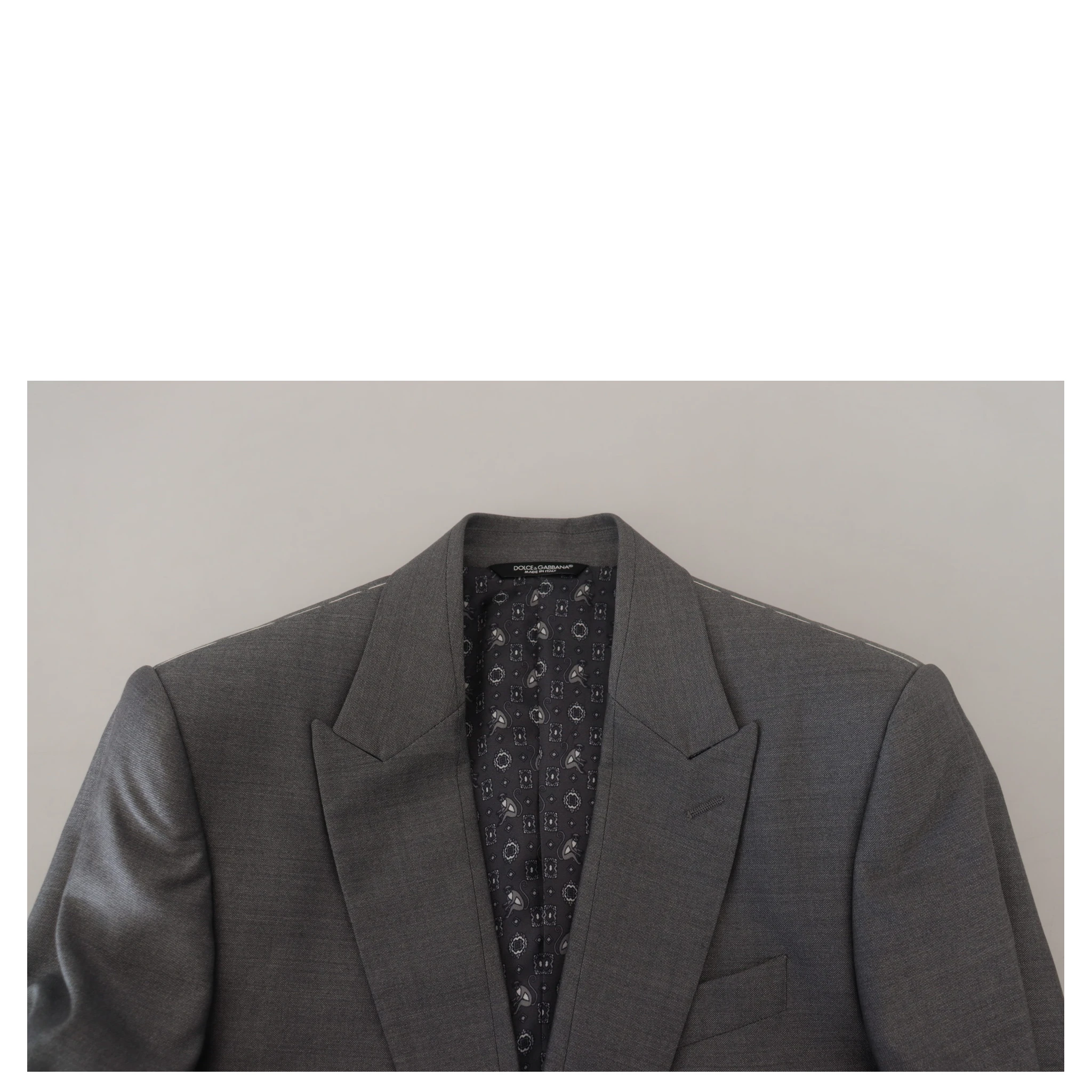 Gray Wool Silk Slim Fit Jacket Blazer