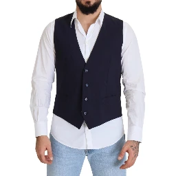 Dark Blue Wool Stretch Waistcoat Formal Vest
