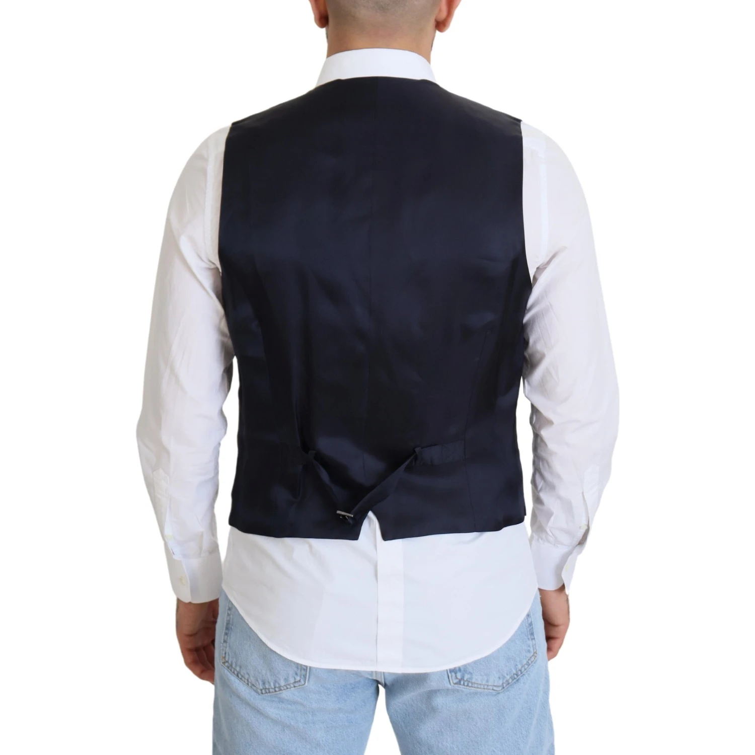 Dark Blue Wool Stretch Waistcoat Formal Vest
