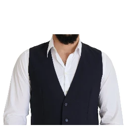 Dark Blue Wool Stretch Waistcoat Formal Vest