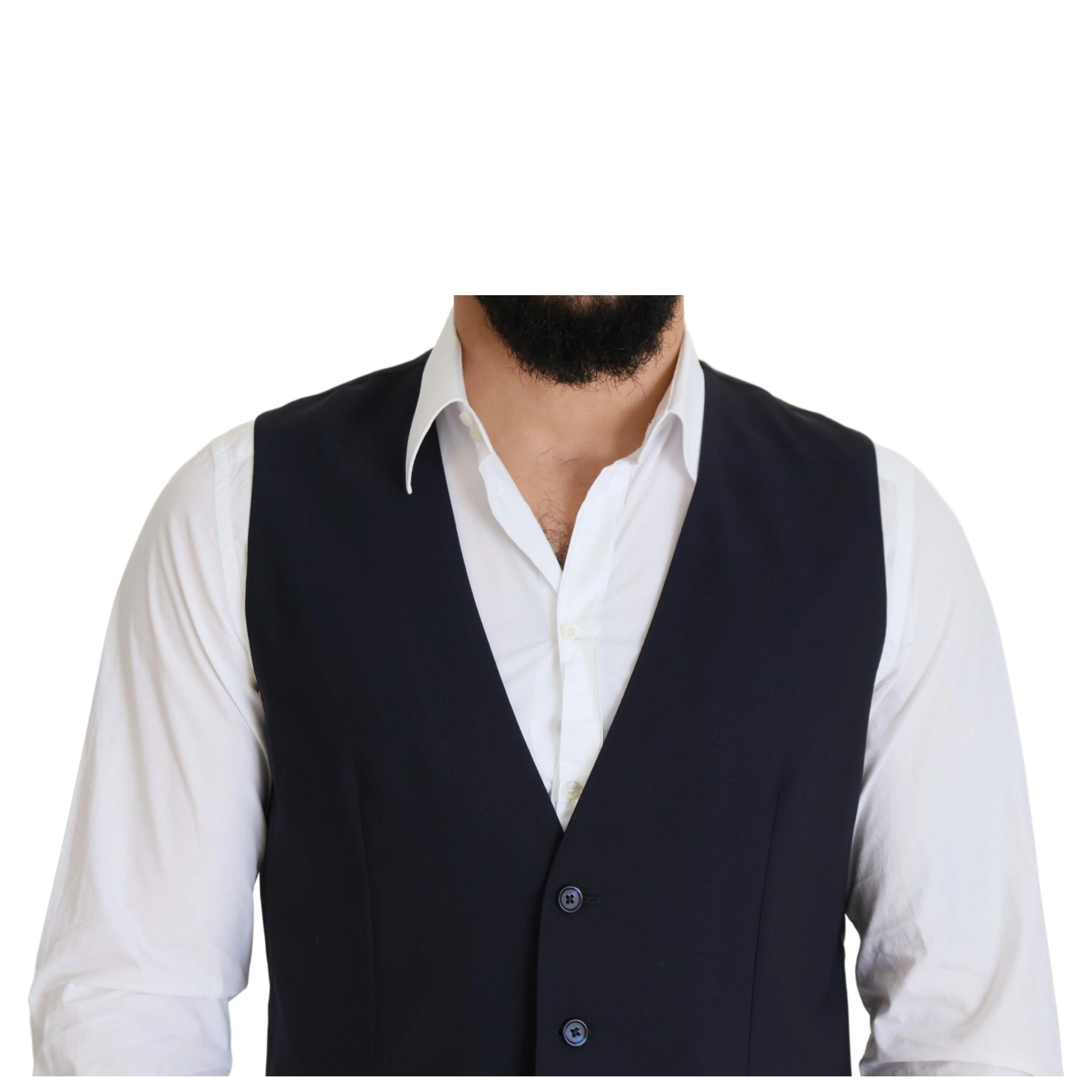 Dark Blue Wool Stretch Waistcoat Formal Vest