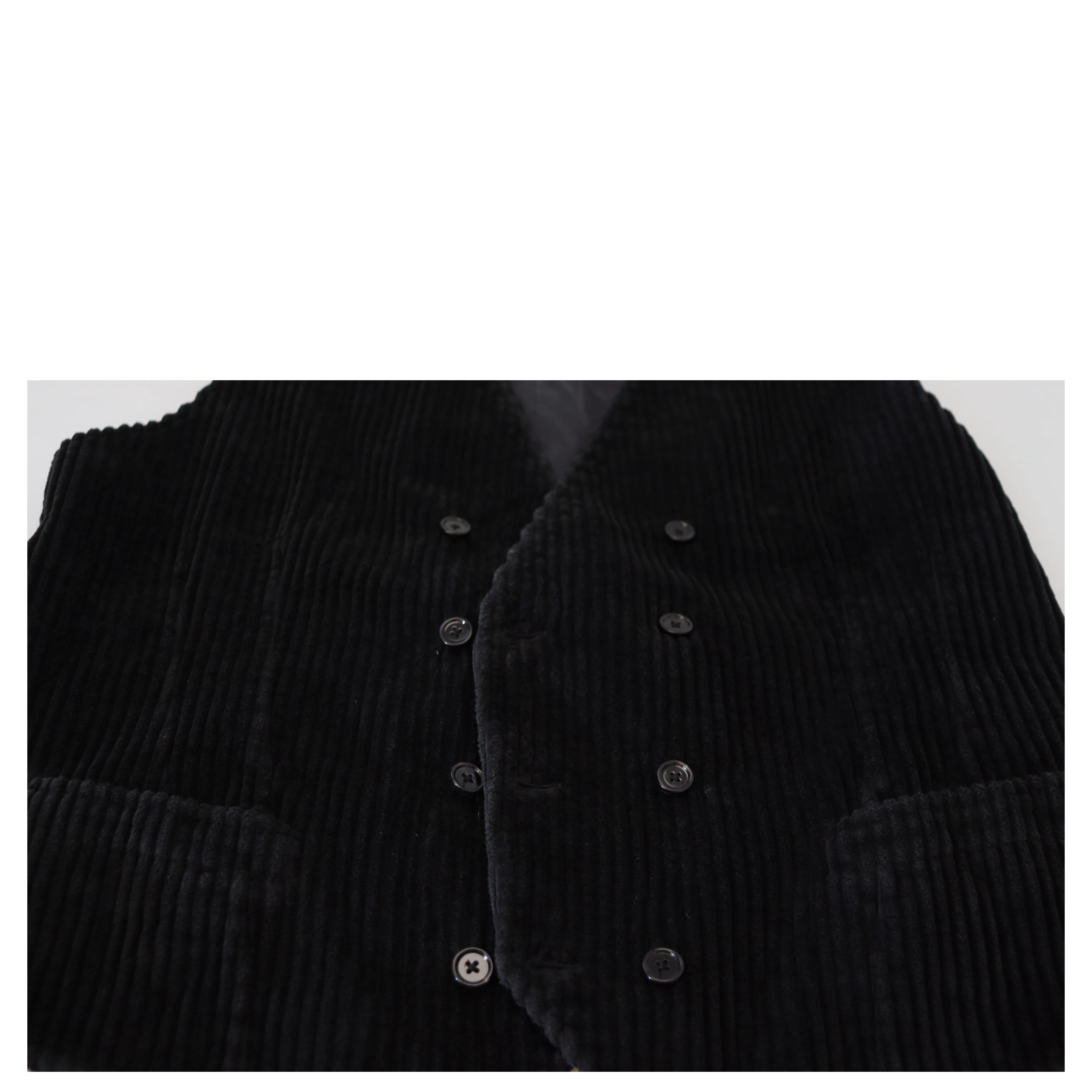 Black Cotton Double Breasted Waistcoat Vest