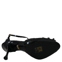 Black Stiletto High Heels Sandals Shoes