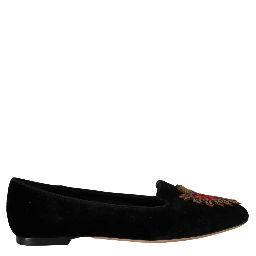 Black DG Sacred Heart Patch Slip On Flat Shoes