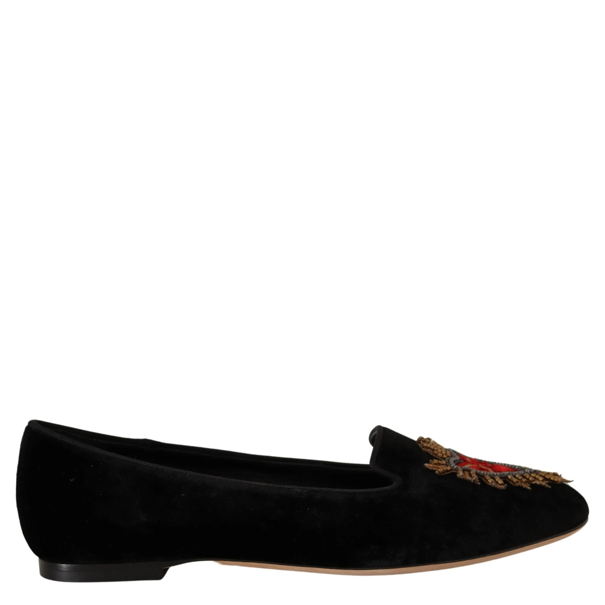 Black DG Sacred Heart Patch Slip On Flat Shoes