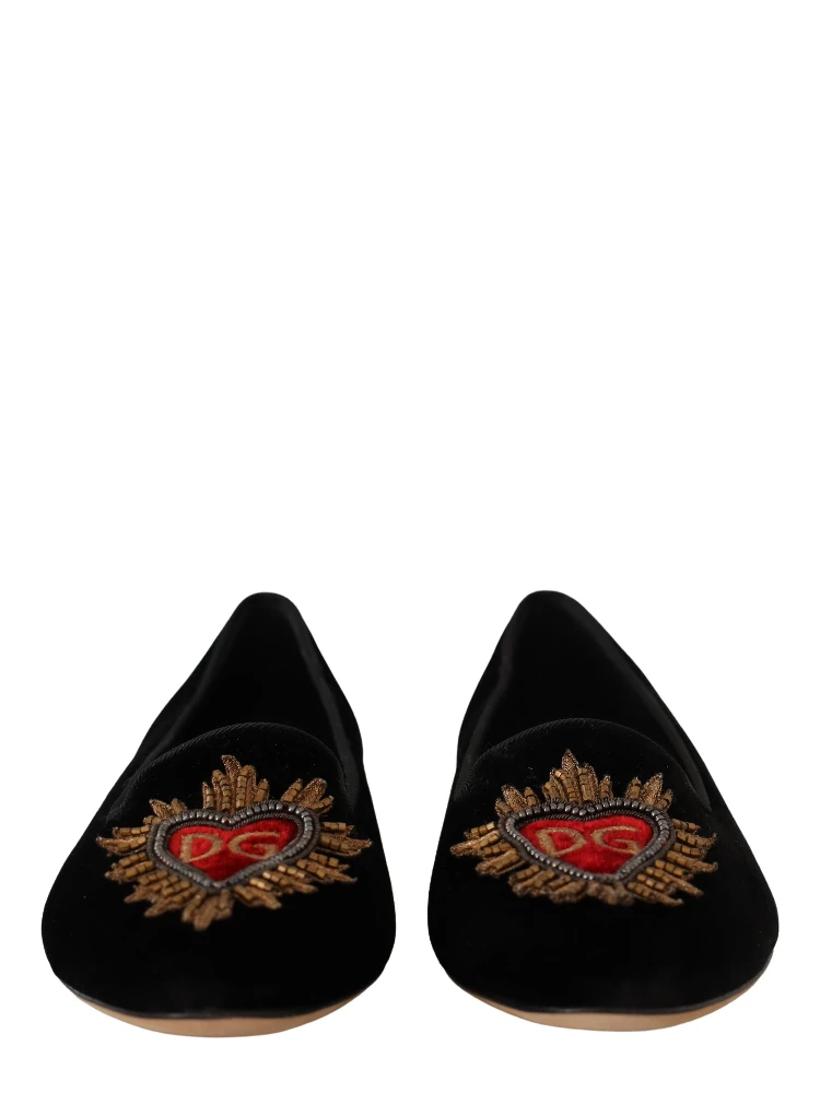 Black DG Sacred Heart Patch Slip On Flat Shoes alternative