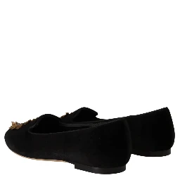 Black DG Sacred Heart Patch Slip On Flat Shoes